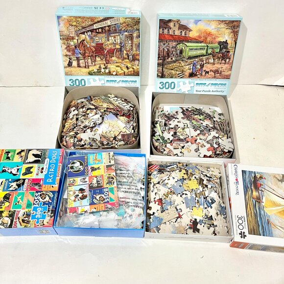 (4) Jigsaw Puzzle 300 pieces Bundle/Lot Pre-Owned Great Condition Complete - Picture 2 of 2